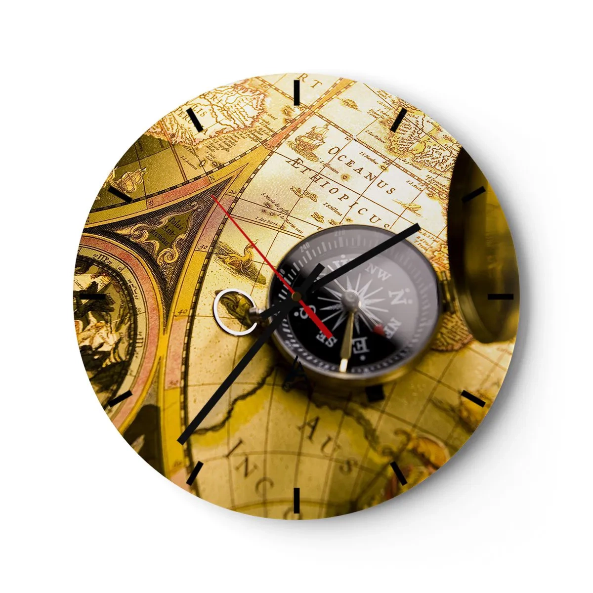 Wanduhr - Glasuhr - Oder vielleicht bis ans Ende der Welt? - 40x40 cm