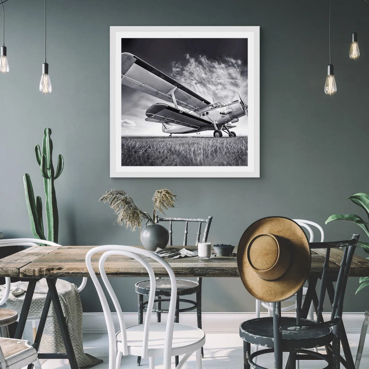 Poster in einem weißen Rahmen - Der geflügelte Wanderer - 60x60 cm