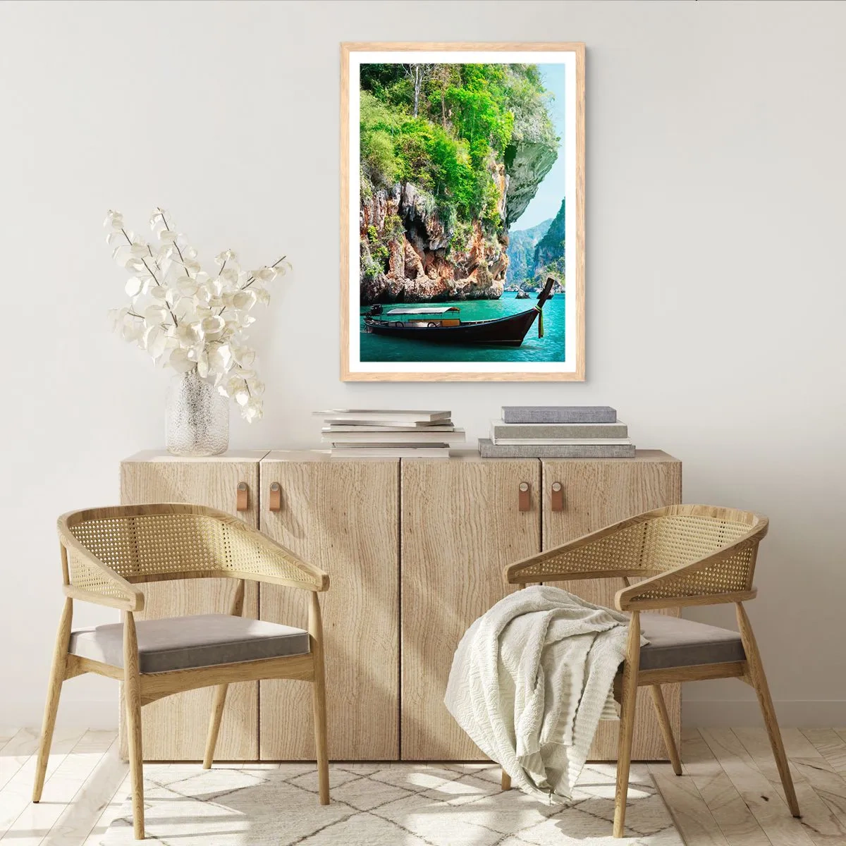 Poster in einem Rahmen aus heller Eiche - Eine Einladung zu einer exotischen Reise - 70x100 cm
