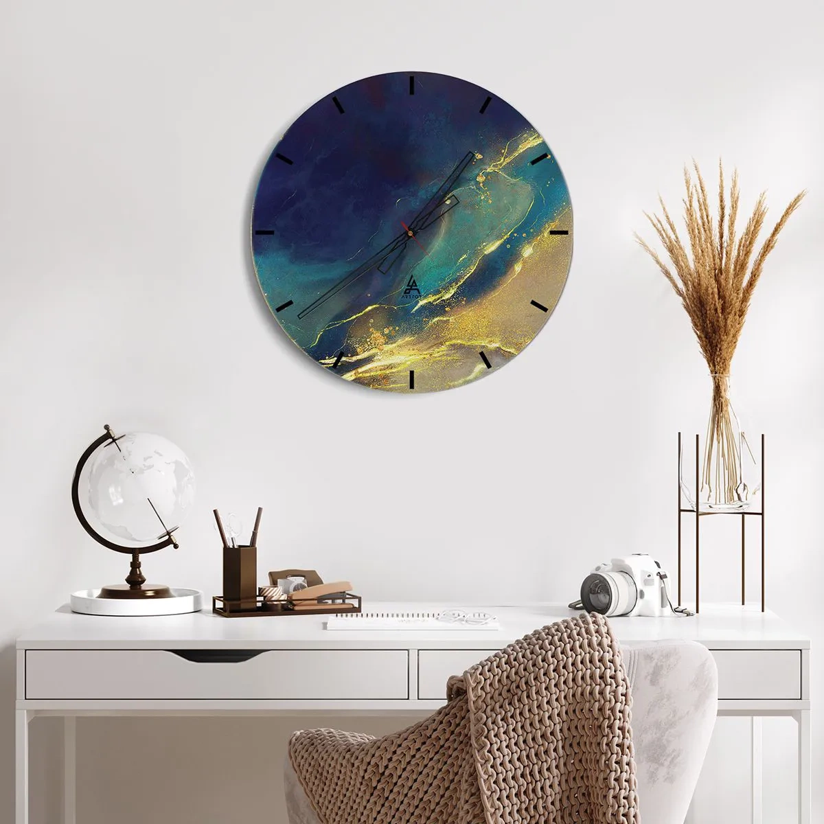 Wanduhr - Glasuhr - Der goldene Teich - 40x40 cm