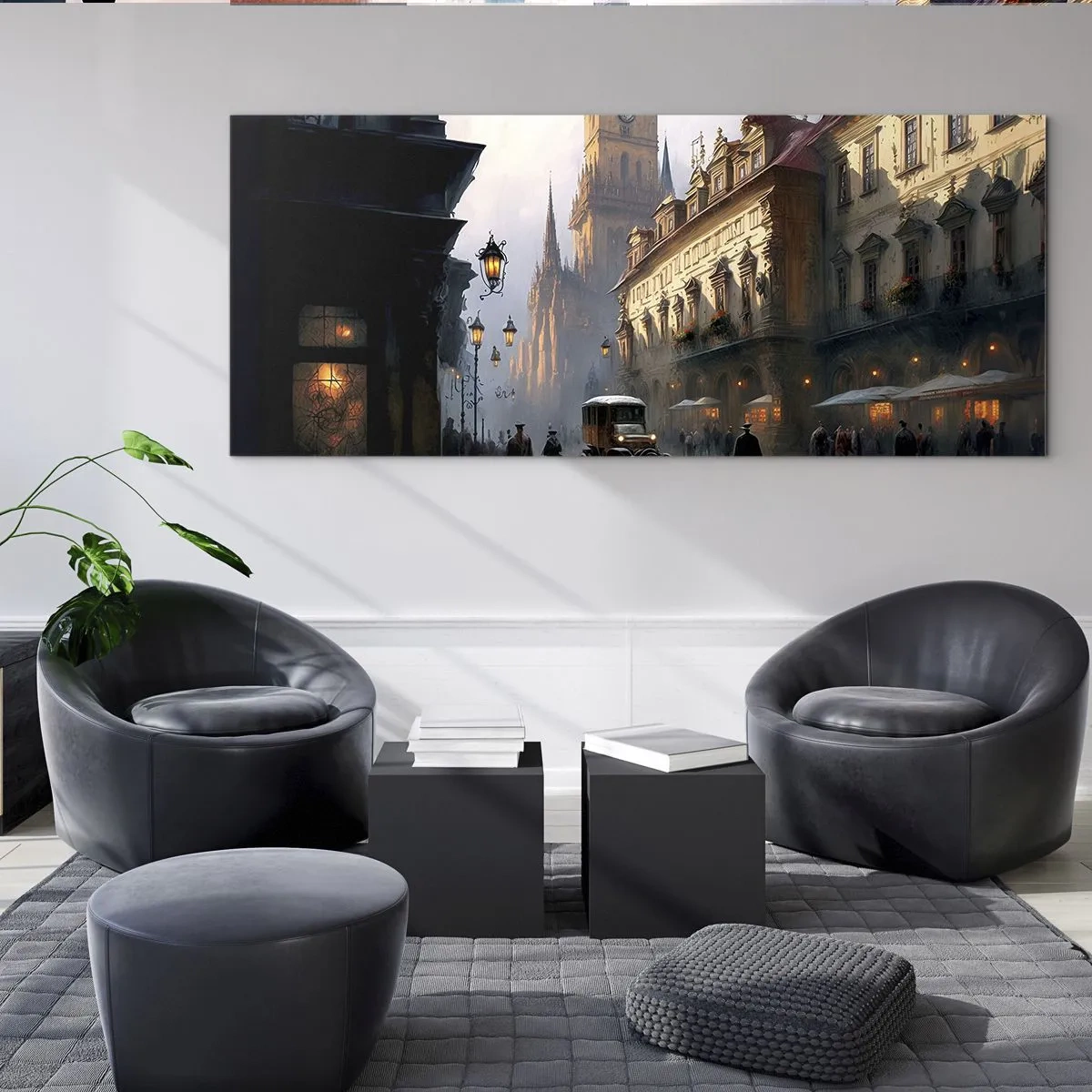 Glasbild - Bild auf glas - Charme eines Prager Abends - 100x40 cm