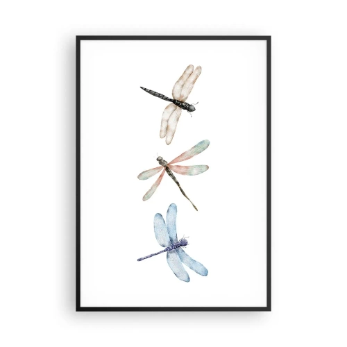 Poster in einem schwarzem Rahmen - Schwerelose Libellen - 70x100 cm