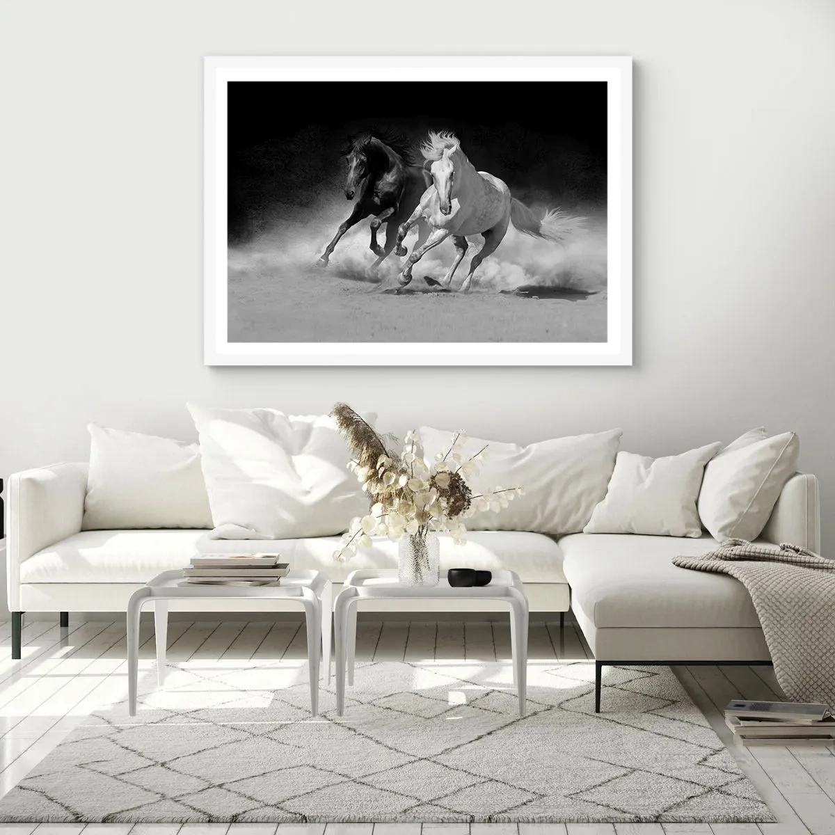 Poster in einem weißen Rahmen - Galopp der Freiheit - 40x30 cm