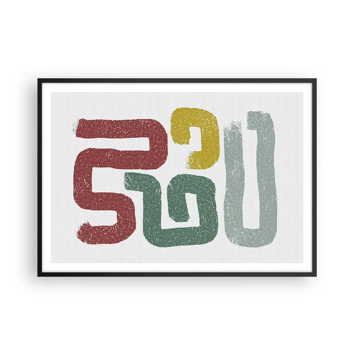 Poster in einem schwarzem Rahmen - Bunte geometrische Muster im abstrakten Stil - 100x70cm - In einer unbekannten Sprache - Moderne Wanddekoration für Wohnzimmer und Schlafzimmer ARTTOR