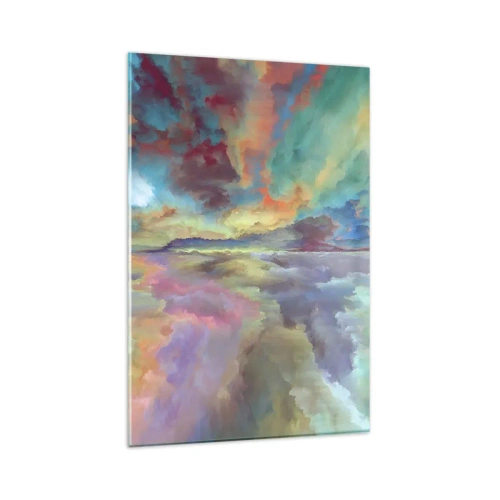 Glasbild - Bild auf glas - Bunte Wolkenlandschaft im abstrakten Stil - 80x120cm - Zwei Himmel - Moderne Wanddekoration für Wohnzimmer und Schlafzimmer ARTTOR