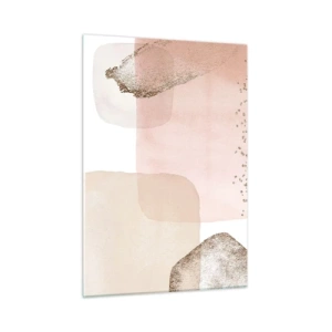 Glasbild - Bild auf glas - Eine abstrakte Komposition in Rosa-, Beige- und Goldtönen. - 50x70cm - Ein Blick durch die Farbe - Moderne Wanddekoration für Wohnzimmer und Schlafzimmer ARTTOR