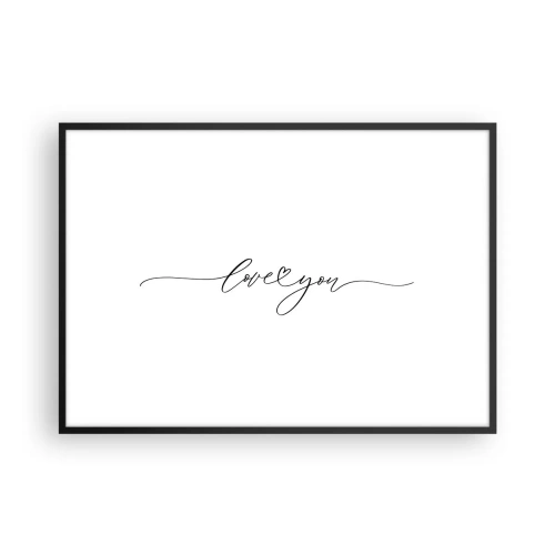 Poster in einem schwarzem Rahmen - Die Aufschrift „Ich liebe dich“ in eleganter Schriftart - 100x70cm - Schwarz auf weiß - Moderne Wanddekoration für Wohnzimmer und Schlafzimmer ARTTOR