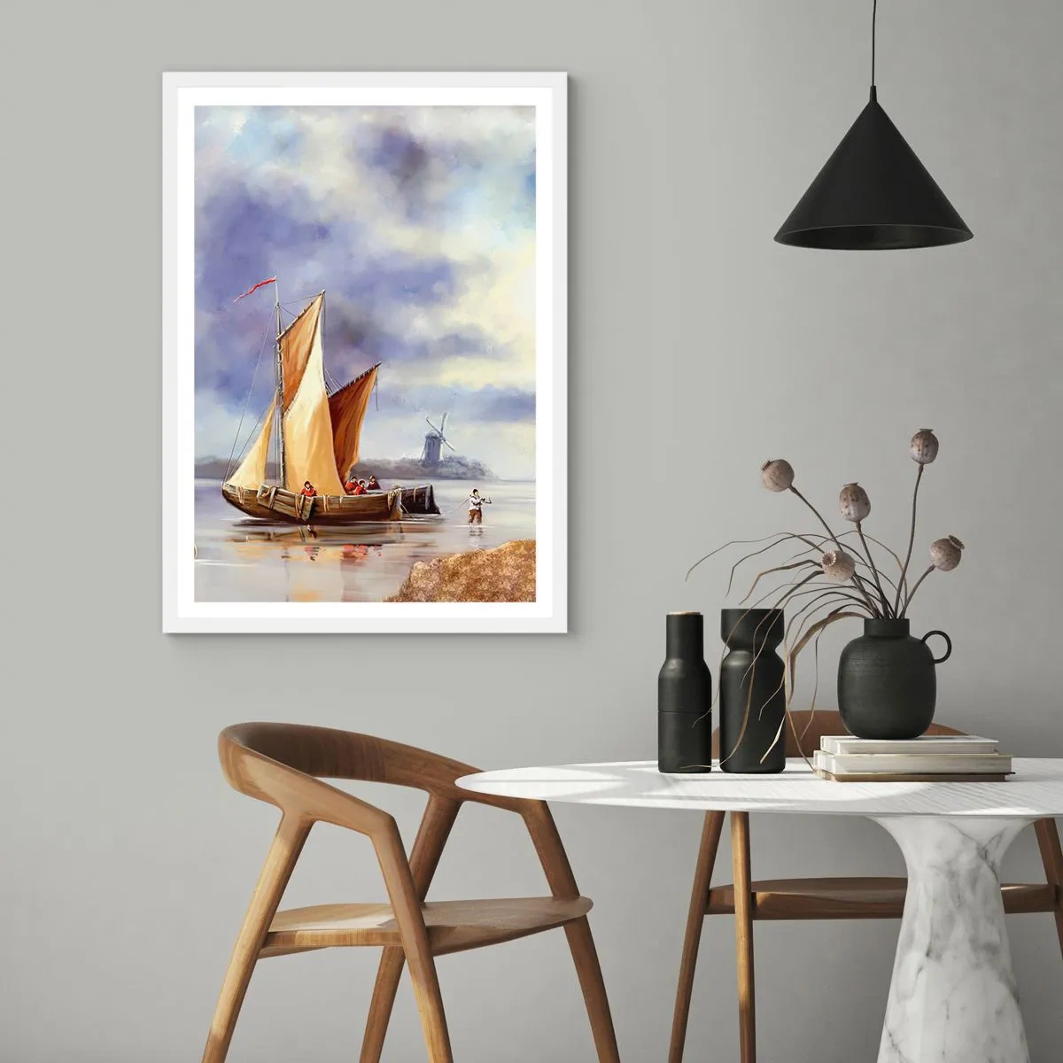 Poster in einem weißen Rahmen - Die Rückkehr der Seeleute - 61x91 cm