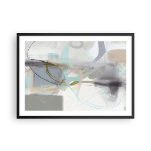 Poster in einem schwarzem Rahmen - Pastellabstraktion mit zarten Linien - 70x50cm - Neblige Abstraktion - Moderne Wanddekoration für Wohnzimmer und Schlafzimmer ARTTOR