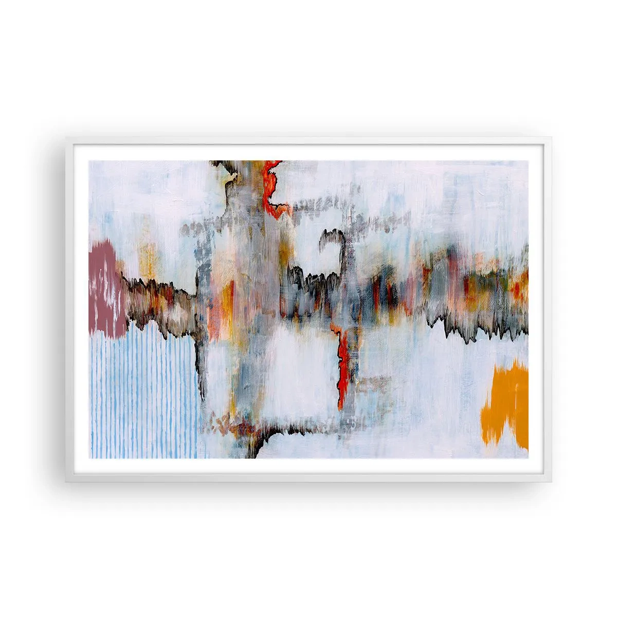 Poster in einem weißen Rahmen - Ein Stock auf dem Wasser - 100x70 cm