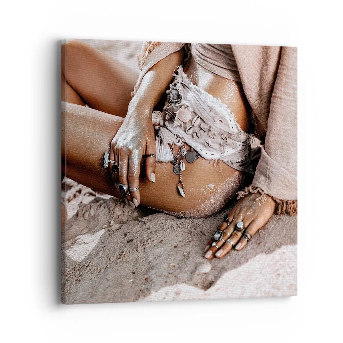 Bild auf Leinwand - Leinwandbild - Von den Wellen geworfen? - 40x40 cm