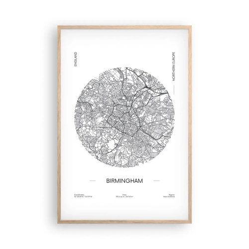 Poster in einem Rahmen aus heller Eiche - Anatomie von Birmingham - 61x91 cm