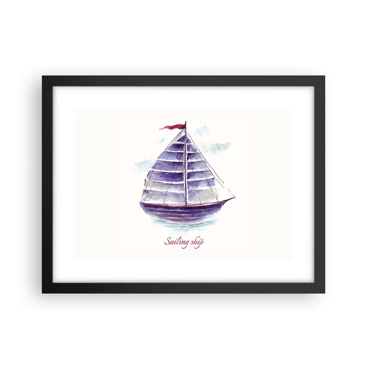 Poster in einem schwarzem Rahmen - Volle Segel und ruhiges Wasser - 40x30 cm