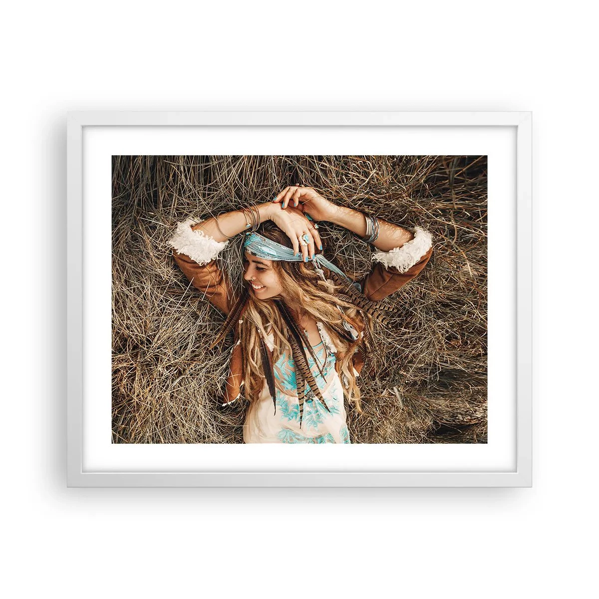 Poster in einem weißen Rahmen - Auf dem Weg in den Sommer der Liebe - 50x40 cm