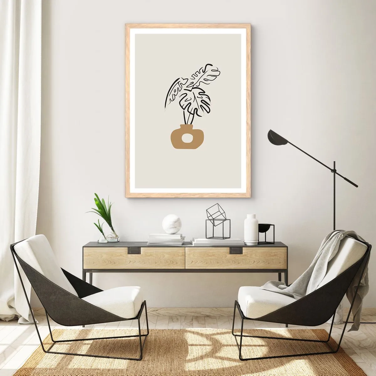 Poster in einem Rahmen aus heller Eiche - Monstera – Heimdekoration - 70x100 cm