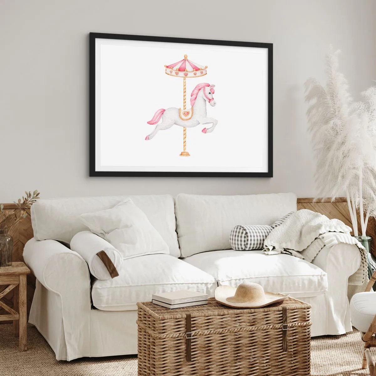 Poster in einem schwarzem Rahmen - Er legte los - 91x61 cm