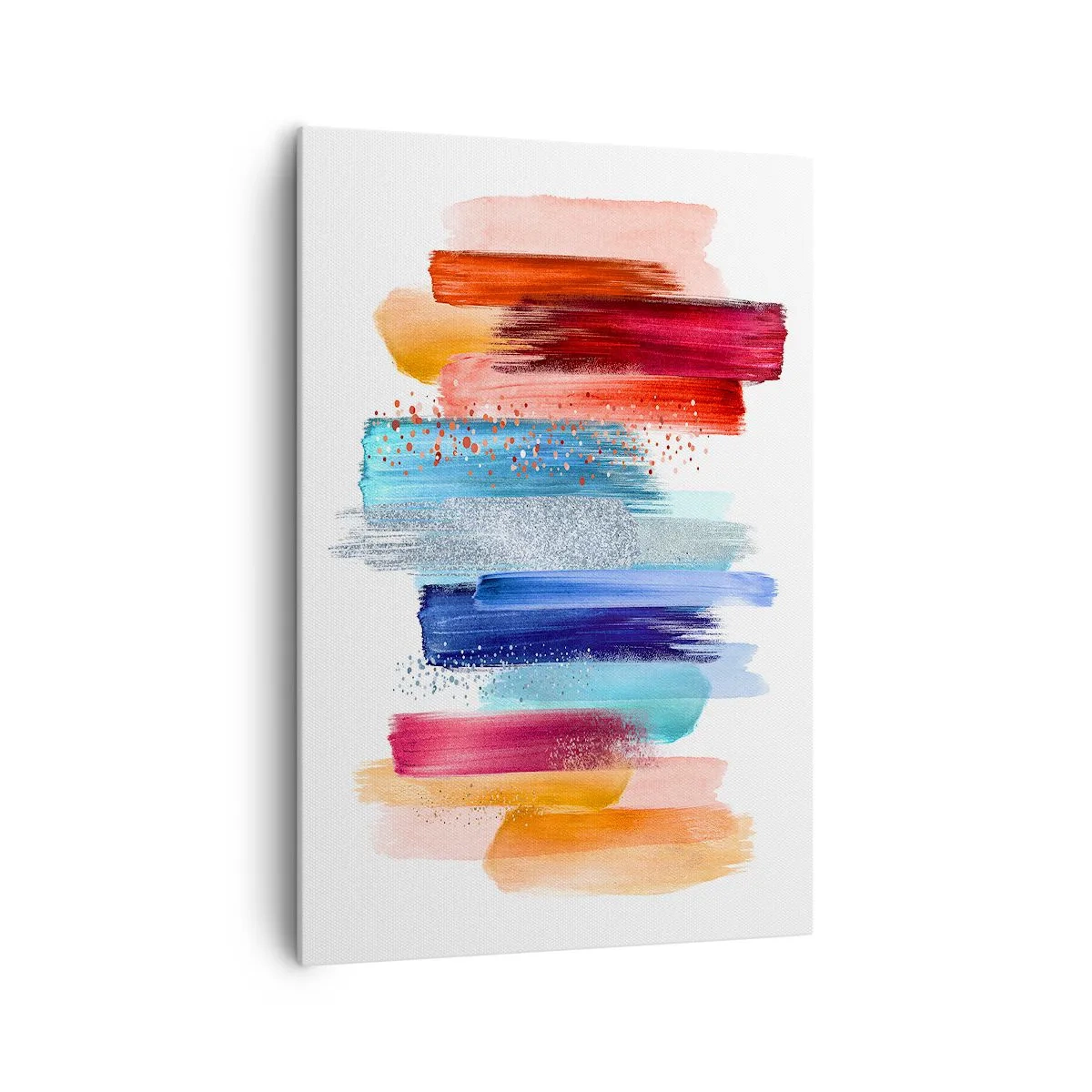 Bild auf Leinwand - Leinwandbild - Bunte Pinselstriche auf weißem Hintergrund - 70x100cm - Auf und ab - Moderne Wanddekoration für Wohnzimmer und Schlafzimmer ARTTOR