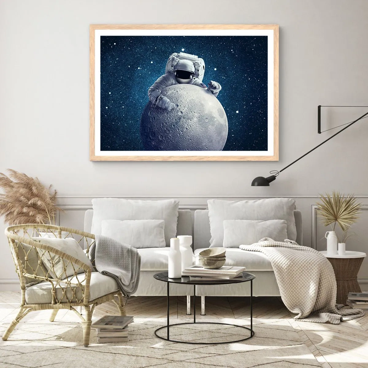 Poster in einem Rahmen aus heller Eiche - Weltraumjoker - 100x70 cm