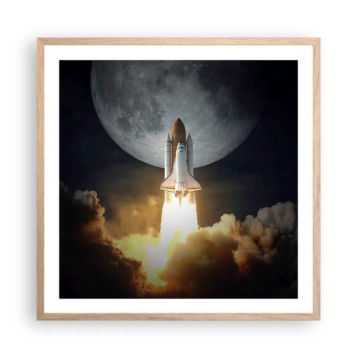 Poster in einem Rahmen aus heller Eiche - Beginn eines überirdischen Abenteuers - 60x60 cm