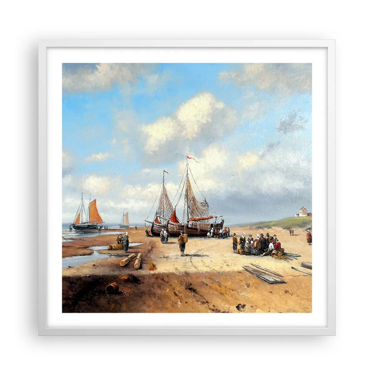 Poster in einem weißen Rahmen - Nach einem erfolgreichen Fischfang - 60x60 cm