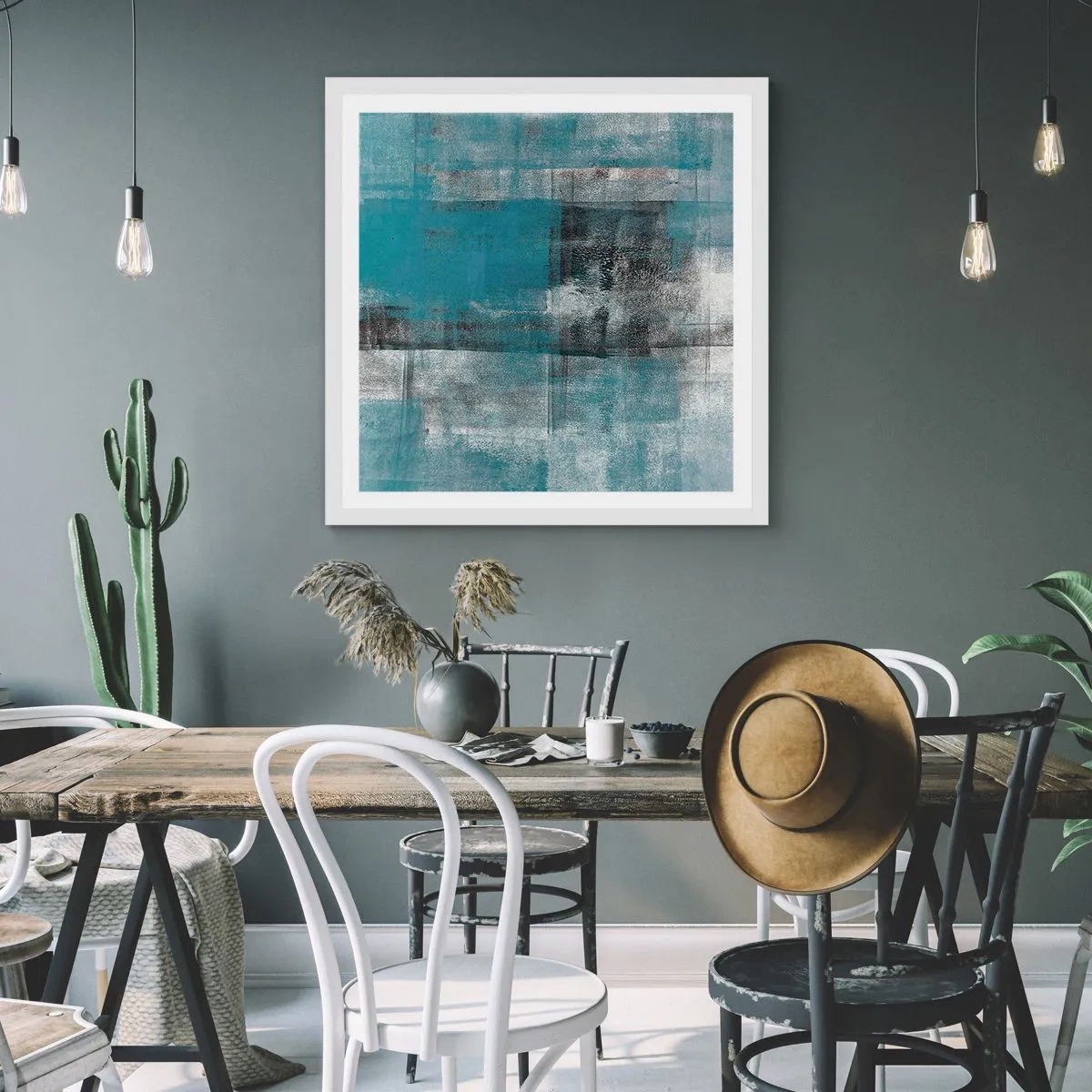 Poster in einem weißen Rahmen - Wasser und Luft - 60x60 cm