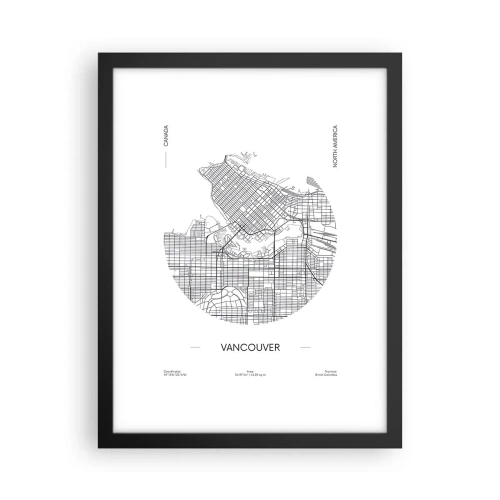 Poster in einem schwarzem Rahmen - Anatomie von Vacouver - 30x40 cm