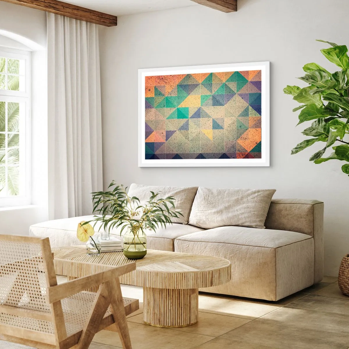 Poster in einem weißen Rahmen - Republik der Dreiecke - 91x61 cm