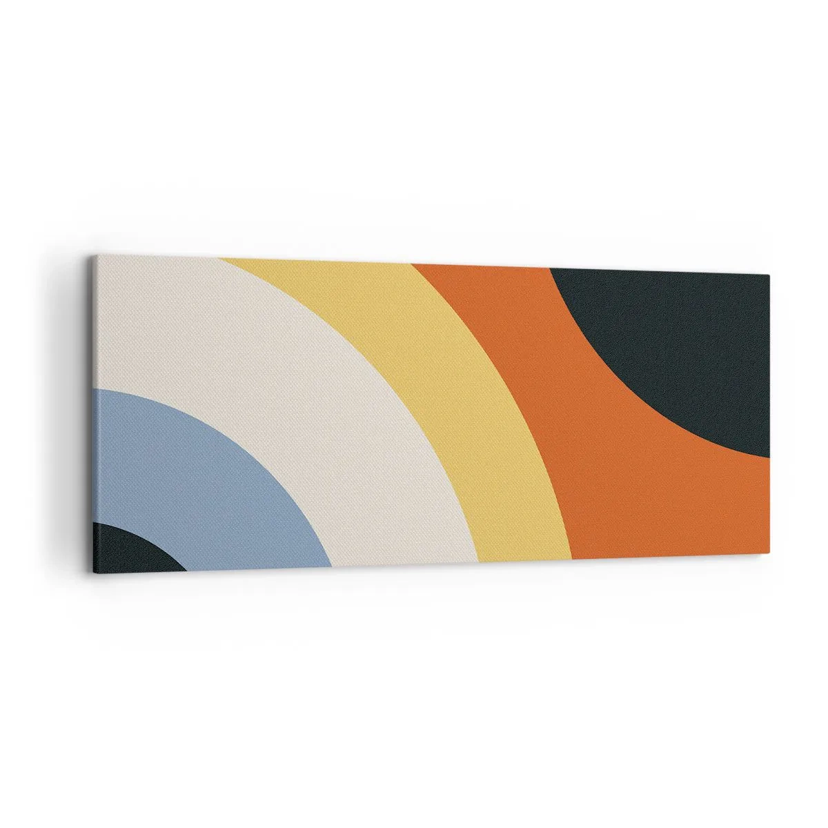 Bild auf Leinwand - Leinwandbild - Abstraktes Kunstwerk mit bunten Bögen und kontrastierenden Kreisen - 120x50cm - Zu mir selbst - Moderne Wanddekoration für Wohnzimmer und Schlafzimmer ARTTOR