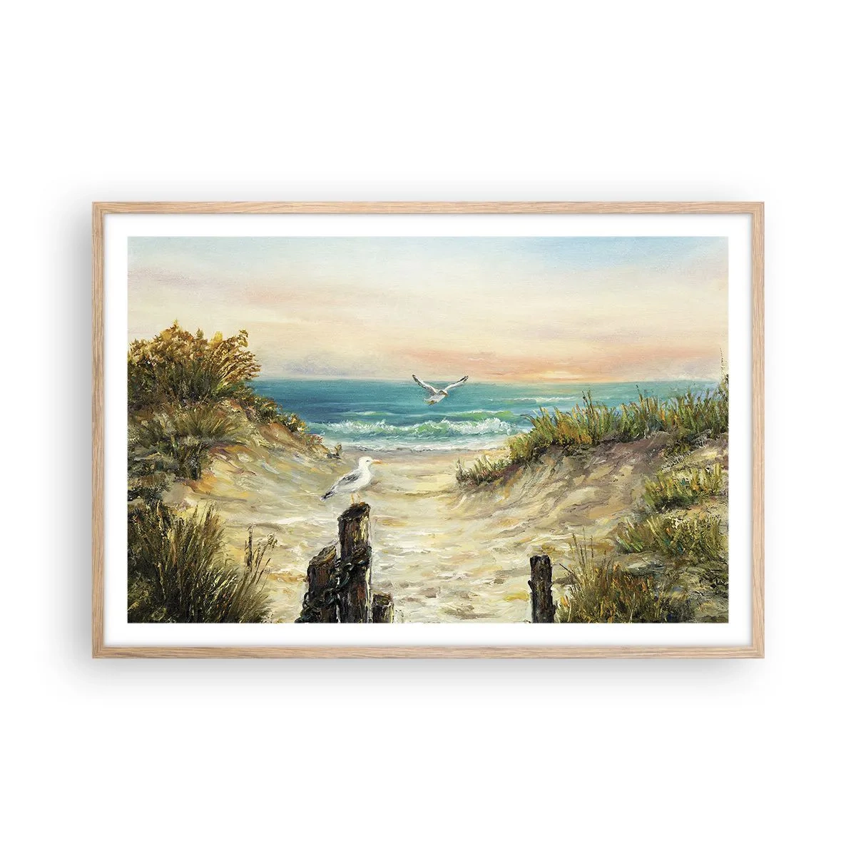 Poster in einem Rahmen aus heller Eiche - Windlose Abgeschiedenheit - 91x61 cm