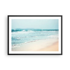 Poster in einem schwarzem Rahmen - Sanfte Meereswellen an einem Sandstrand - 70x50cm - Hitze und Lärm - Moderne Wanddekoration für Wohnzimmer und Schlafzimmer ARTTOR