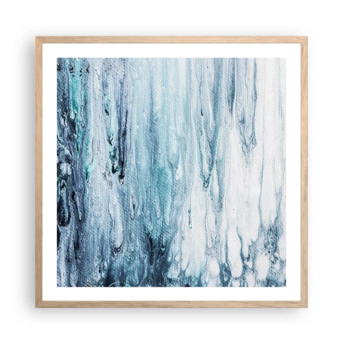 Poster in einem Rahmen aus heller Eiche - Blaue Eiszapfen - 60x60 cm