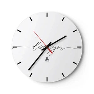 Wanduhr - Glasuhr - Minimalistische weiße Uhr mit der Aufschrift „Ich liebe dich“ - 30x30cm - Schwarz auf weiß - Moderne Wanddekoration für Wohnzimmer, Küche und Schlafzimmer ARTTOR