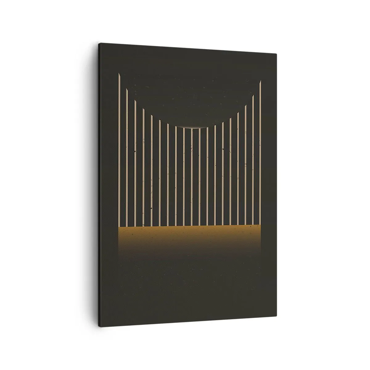 Bild auf Leinwand - Leinwandbild - Geometrisches Muster mit Streifen auf dunklem Hintergrund - 50x70cm - Die Dunkelheit erkunden - Moderne Wanddekoration für Wohnzimmer und Schlafzimmer ARTTOR