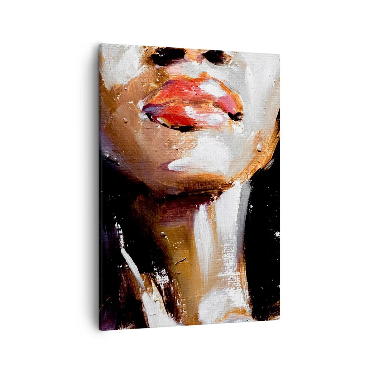 Bild auf Leinwand - Leinwandbild - Porträt einer Frau in ausdrucksstarkem malerischem Stil vor dunklem Hintergrund - 50x70cm - Stolz ohne Vorurteile - Moderne Wanddekoration für Wohnzimmer und Schlafzimmer ARTTOR