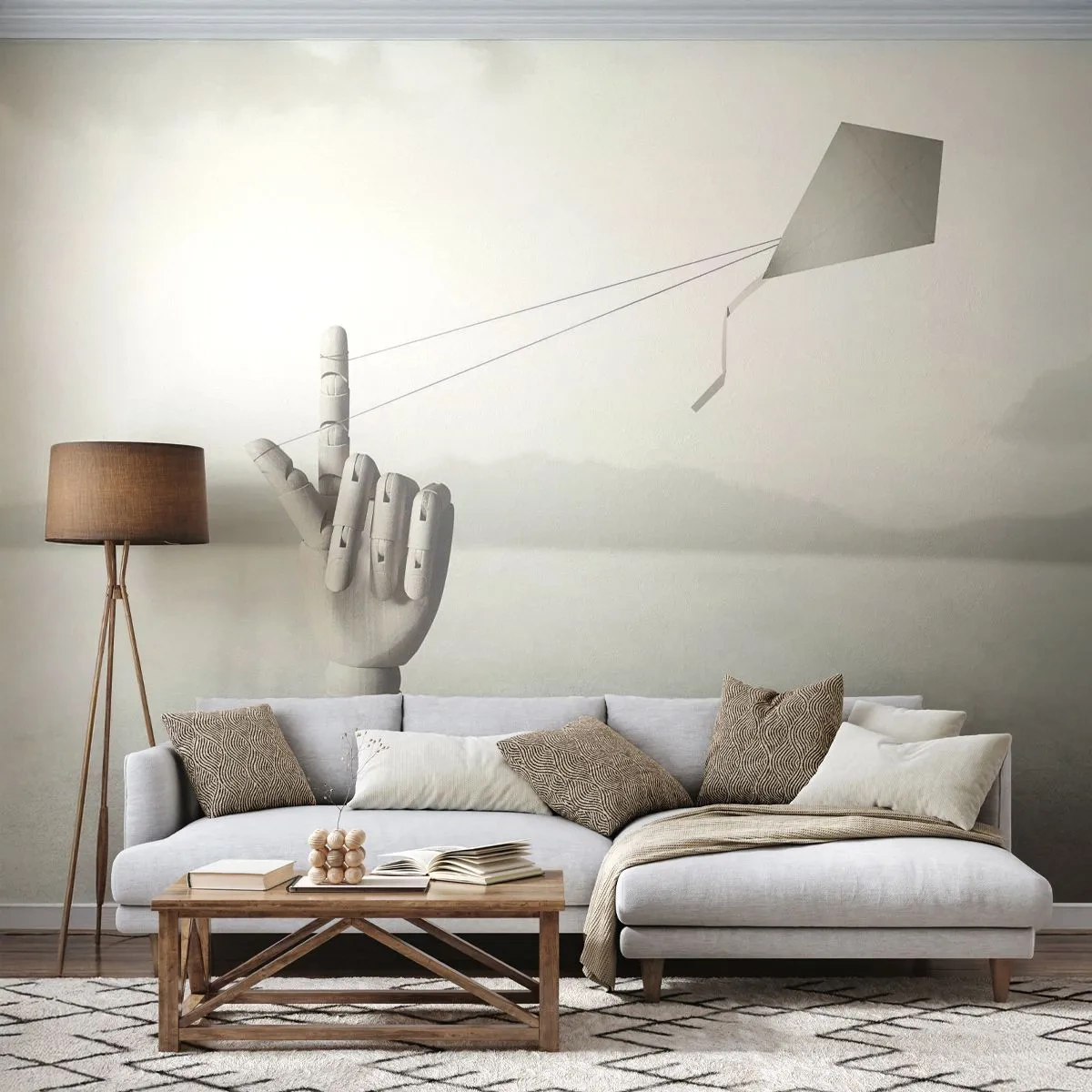 Fototapete Premium Sand - Kraftprobe - Abstraktion, Hand, Drachen - 500x350 cm