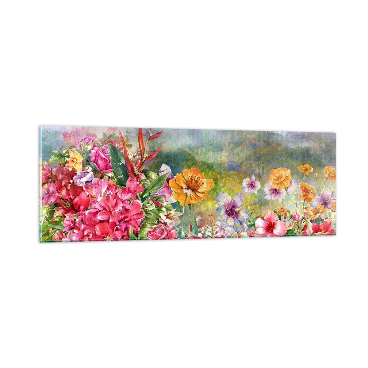 Glasbild - Bild auf glas - Ein Garten, der verrückt geworden ist - 90x30 cm