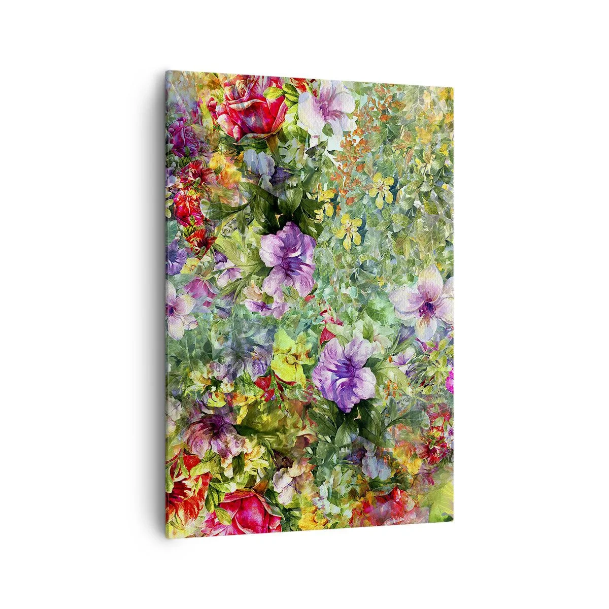 Bild auf Leinwand - Leinwandbild - Ein buntes Blumenarrangement auf grünem Hintergrund - 70x100cm - In Blumen für das Verderben - Moderne Wanddekoration für Wohnzimmer und Schlafzimmer ARTTOR