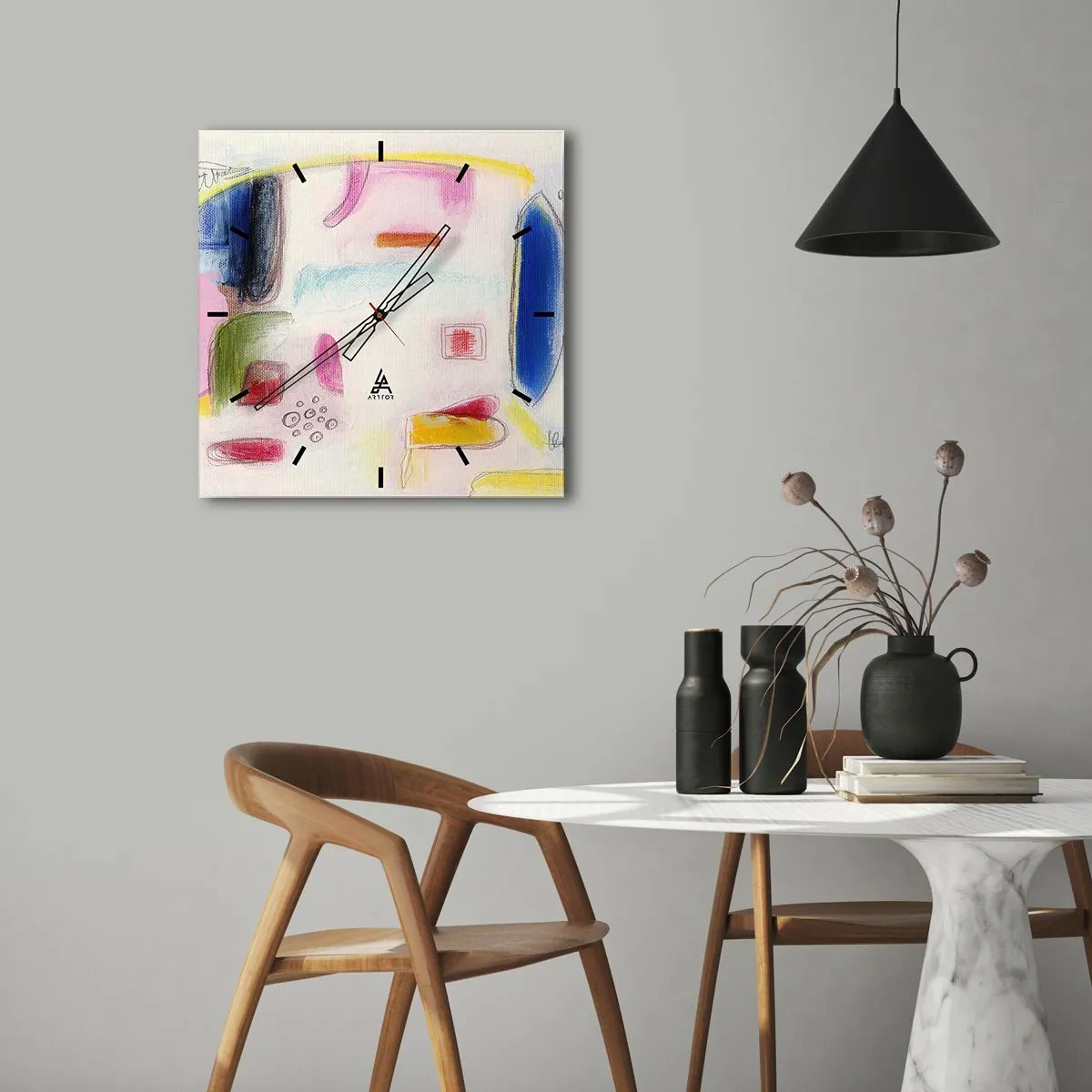 Wanduhr - Glasuhr - Eher konvex als konkav oder flach - 30x30 cm