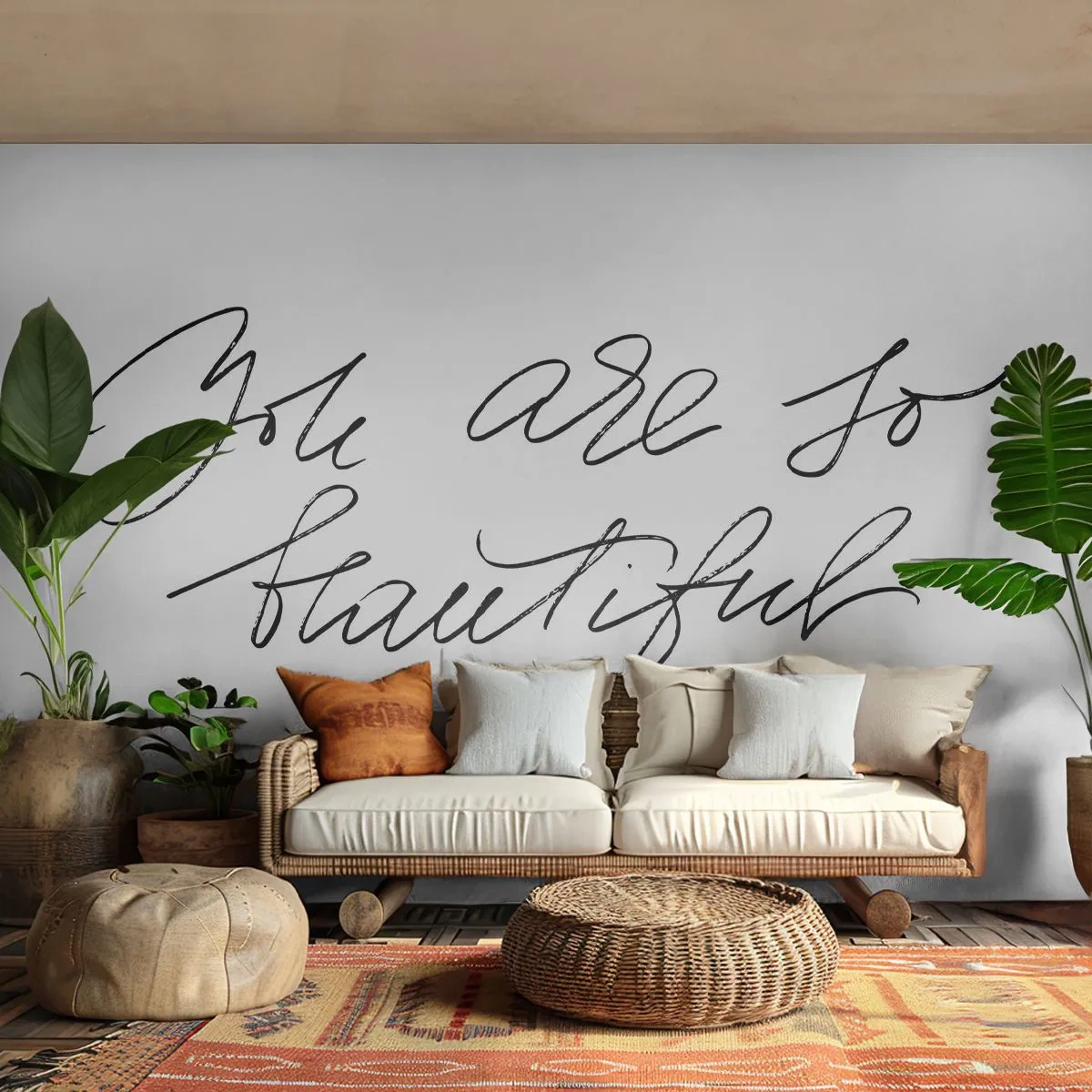 Fototapete Premium Sand - Glauben Sie wirklich ... - Typografie, Bejahung, Maxime - 100x70 cm