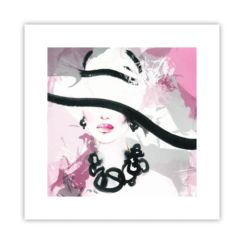 Poster - Bildnis einer Dame in Schwarz und Pink - 30x30 cm