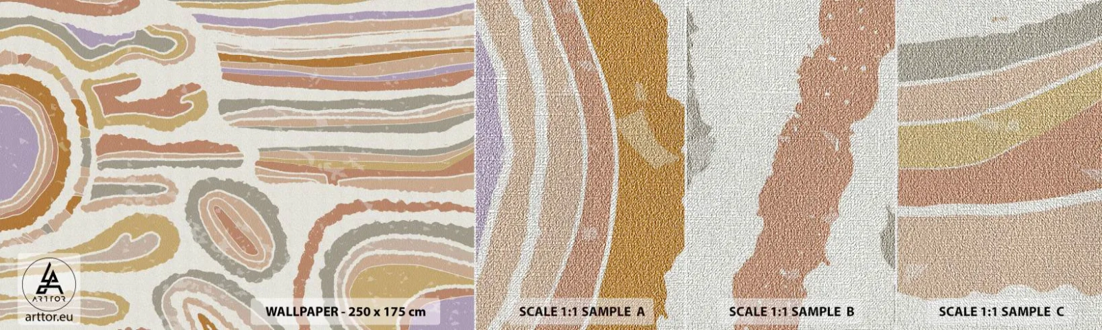 Fototapeten Muster Premium Canvas - Bunte Querschnitte - Pastell, Boho, Minimalistisch - 100x30 cm