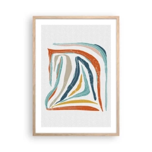 Poster in einem Rahmen aus heller Eiche - Abstraktion mit einem freundlichen Lächeln - 50x70 cm