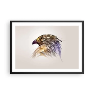 Poster in einem schwarzem Rahmen - Künstlerisches Porträt eines Adlers in Pastelltönen - 70x50cm - Porträt eines Kriegers - Moderne Wanddekoration für Wohnzimmer und Schlafzimmer ARTTOR