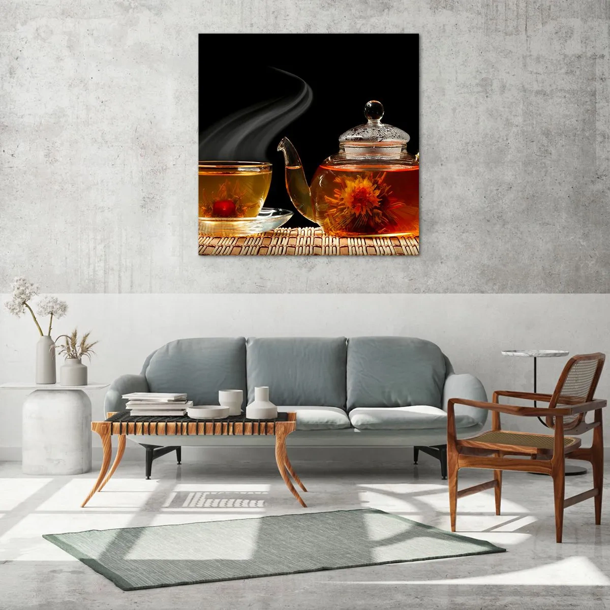 Glasbild - Bild auf glas - Die Magie und Kunst des Teezubereitens - 70x70 cm
