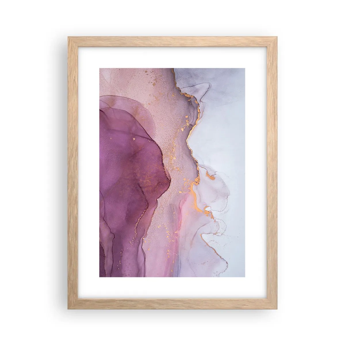 Poster in einem Rahmen aus heller Eiche - Violett und lila Wellen - 30x40 cm