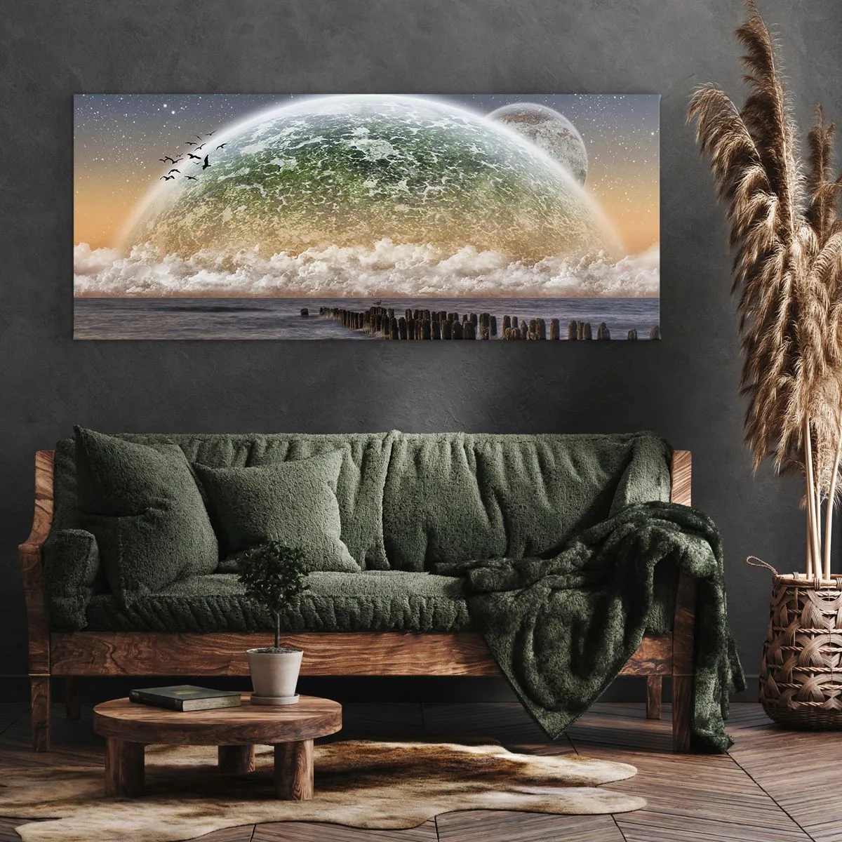 Bild auf Leinwand - Leinwandbild - Und die Welt tauchte aus dem Wasser auf - 100x40 cm