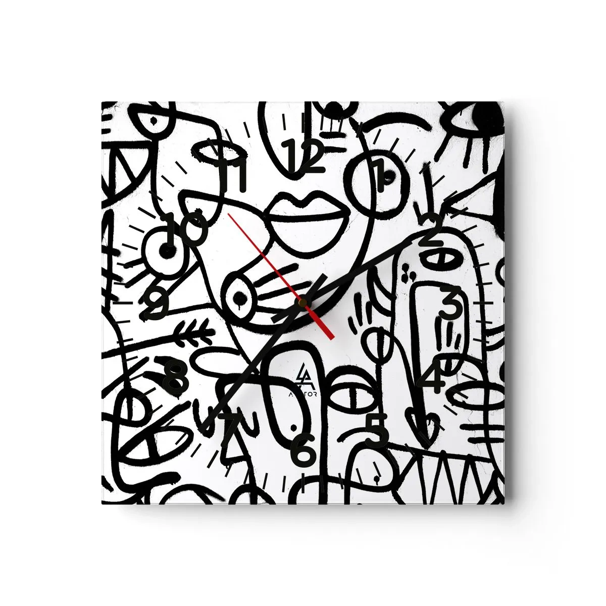 Wanduhr - Glasuhr - Gesichter und Luftspiegelungen - 40x40 cm