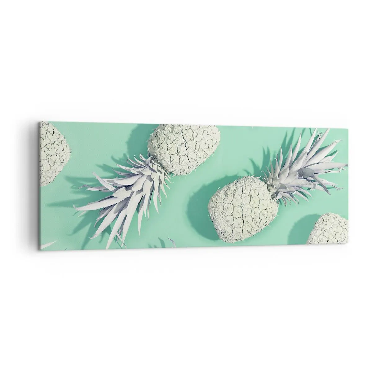 Bild auf Leinwand - Leinwandbild - Weiße Ananas auf pastellfarbenem Hintergrund im minimalistischen Stil - 140x50cm - Das passt gut zu Minze - Moderne Wanddekoration für Wohnzimmer und Schlafzimmer ARTTOR