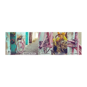 Fototapeten Muster Premium Sand - Ich komme gleich wieder - Fahrrad, Die Architektur, Blumen - 100x30 cm