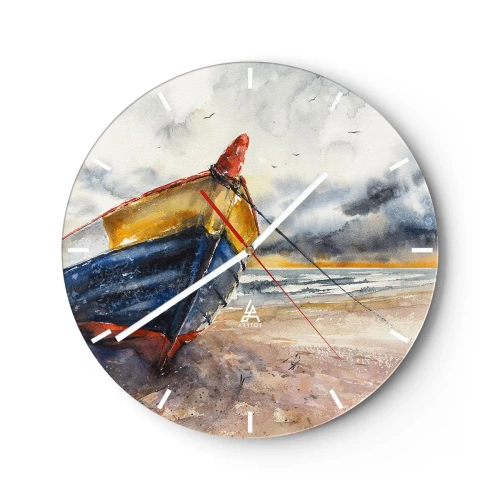 Wanduhr - Glasuhr - Erholung am Ufer - 40x40 cm